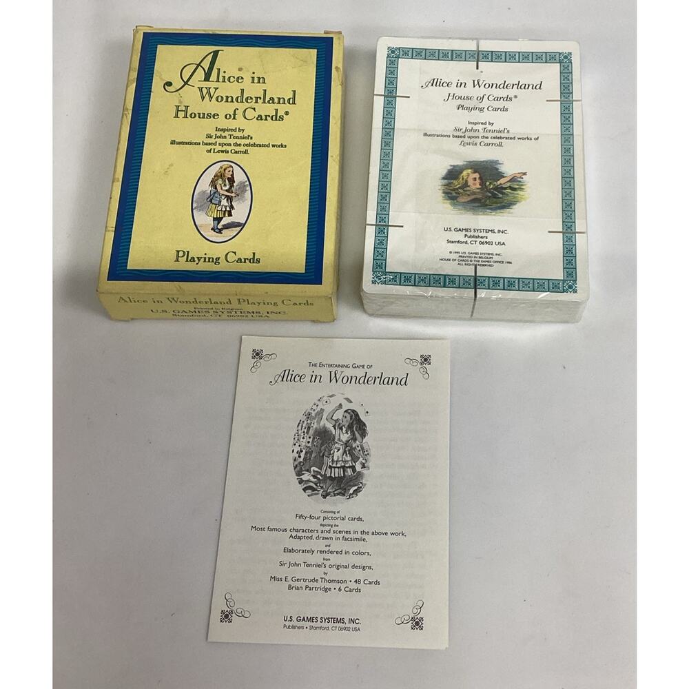 Alice In Wonderland House Of Cards NOS Playing Cards Game Cards Sealed 1996